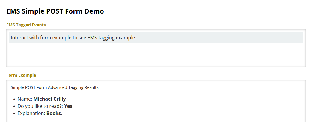 EMS POST Form Response